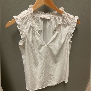 LOFT BLOUSE White with Polka Dots